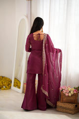 Burgundy suit - U-back with tie-up back view