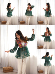Dark Green Embroidered Coord Set Kalyanja KC19