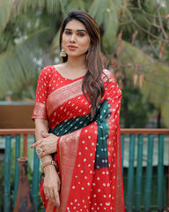Dark Green Paithani Weaving Saree Dola Silk Kalyanja KS387 – Front View