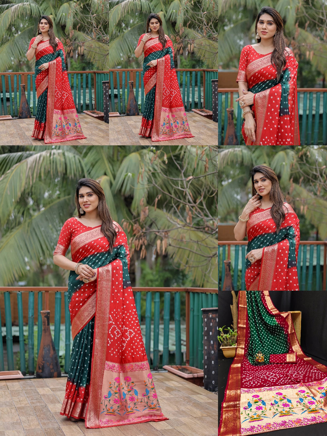 Dark Green Paithani Weaving Saree Kalyanja KS387 – Collage
