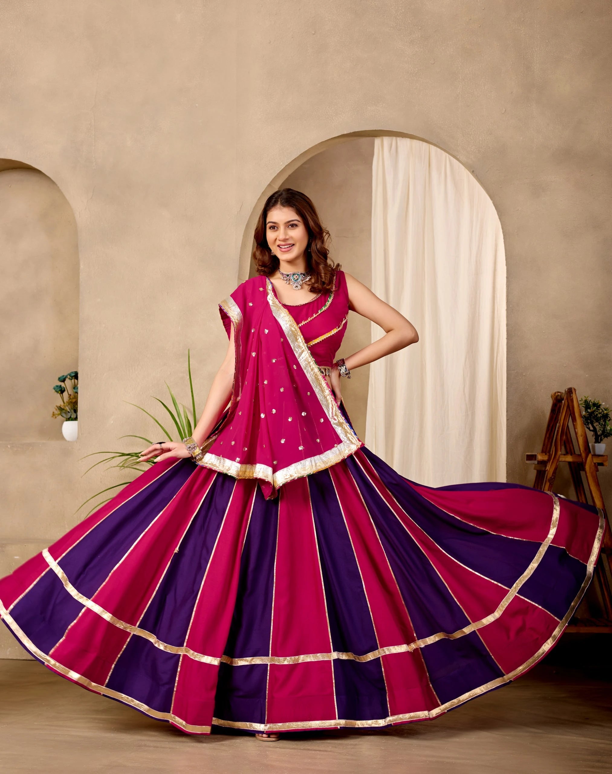Dark Pink and Purple Lehenga 6 Meter Flair Twirl Kalyanja KL176