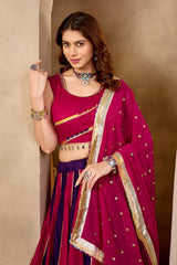 Dark Pink Embroidered Choli Lace Detail Close Up KL176