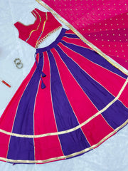 Dark Pink Purple Mirror Lace Lehenga Choli Dupatta Set Flat Lay KL176