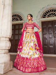 Dark Pink Floral Lehenga standing full length – KL182 Kalyanja