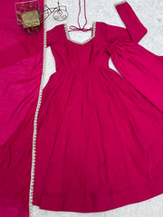 Dark Pink Suit flatlay complete set suit pant dupatta display KU269