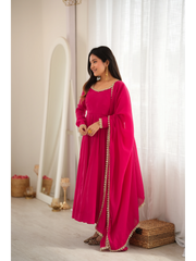 Dark Pink Suit model three quarter view with dupatta festive KU269