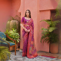 Dark Pink Kashmiri Jal Weaving Soft Pashmina Silk Saree