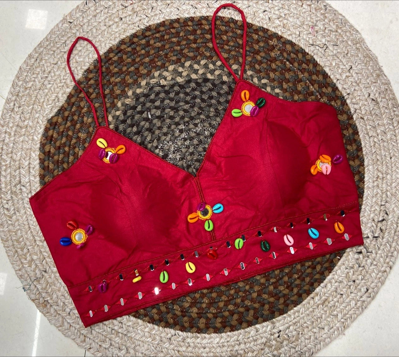 Dark Pink Kodi with Mirror Work Blouse – Kalyanja KB46