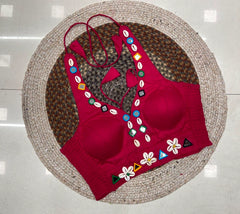 Dark Pink Kodi with Mirror Work Blouse Front – Kalyanja KB48