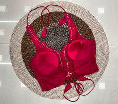 Dark Pink Kodi with Mirror Work Blouse Back – Kalyanja KB48