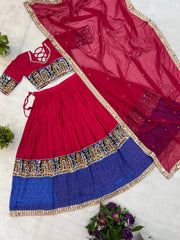 dark pink lehenga choli dupatta set flat lay kalyanja KL189