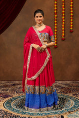 dark pink mirror work lehenga full body front view kalyanja KL189