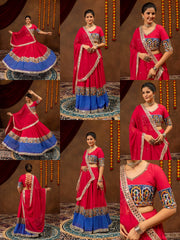 dark pink mirror work lehenga multiple views collage kalyanja KL189