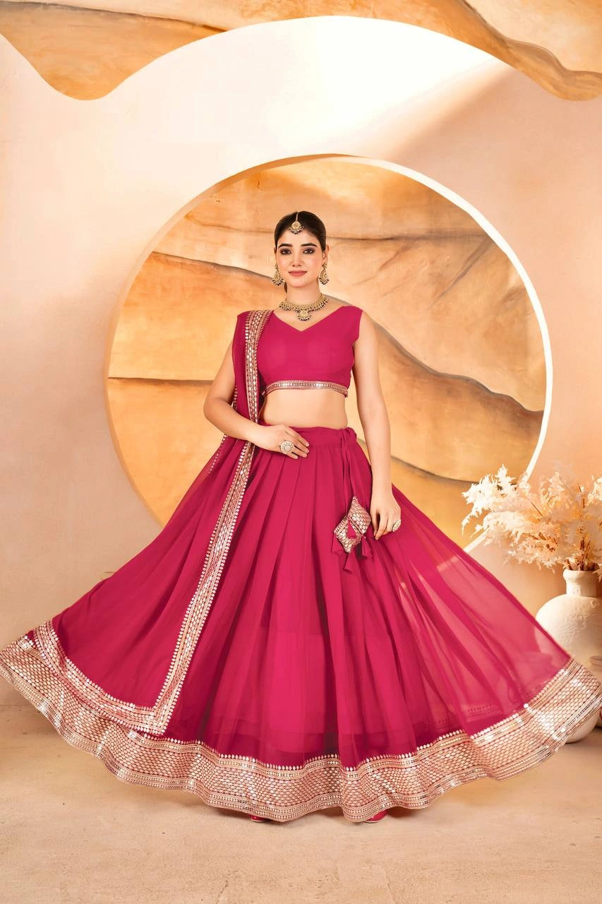 Dark Pink Faux Blooming Lehenga Spinning Flair Shot – KL201 – Kalyanja