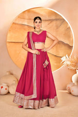 Dark Pink Sequins Embroidered Lehenga Dupatta Draped – KL201 – Kalyanja