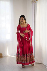 Dark Pink Anarkali Suit festive ethnic wear sangeet look KU264