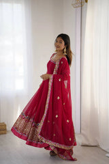 Dark Pink Suit back view open dori tie up neckline KU264