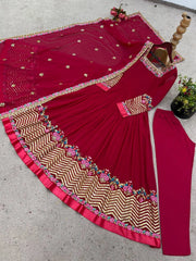 Dark Pink Sequins Suit flatlay suit pant dupatta set KU264