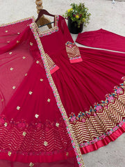 Dark Pink Sequins Embroidered Suit complete set hanger display KU264