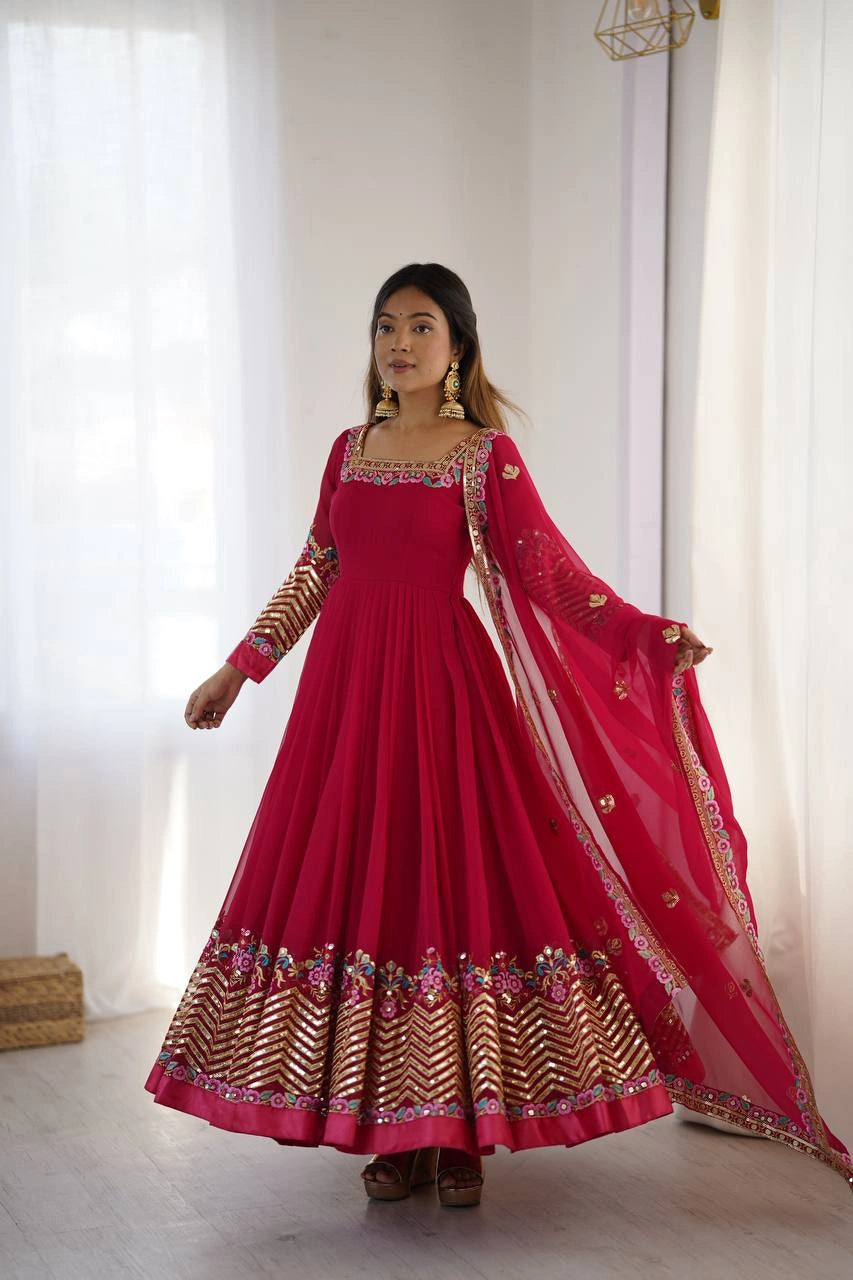Dark Pink Sequins Suit model front view wedding occasion KU264