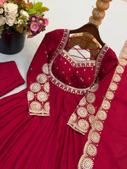 Dark Pink Anarkali Suit Full Set View KU274 Kalyanja
