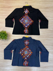 deep navy blue lehenga jacket back detail kalyanja KL188