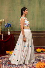 deep navy blue mirror work lehenga garba navratri kalyanja KL188