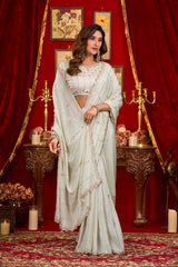 Off White Prada Silk Saree - View 5