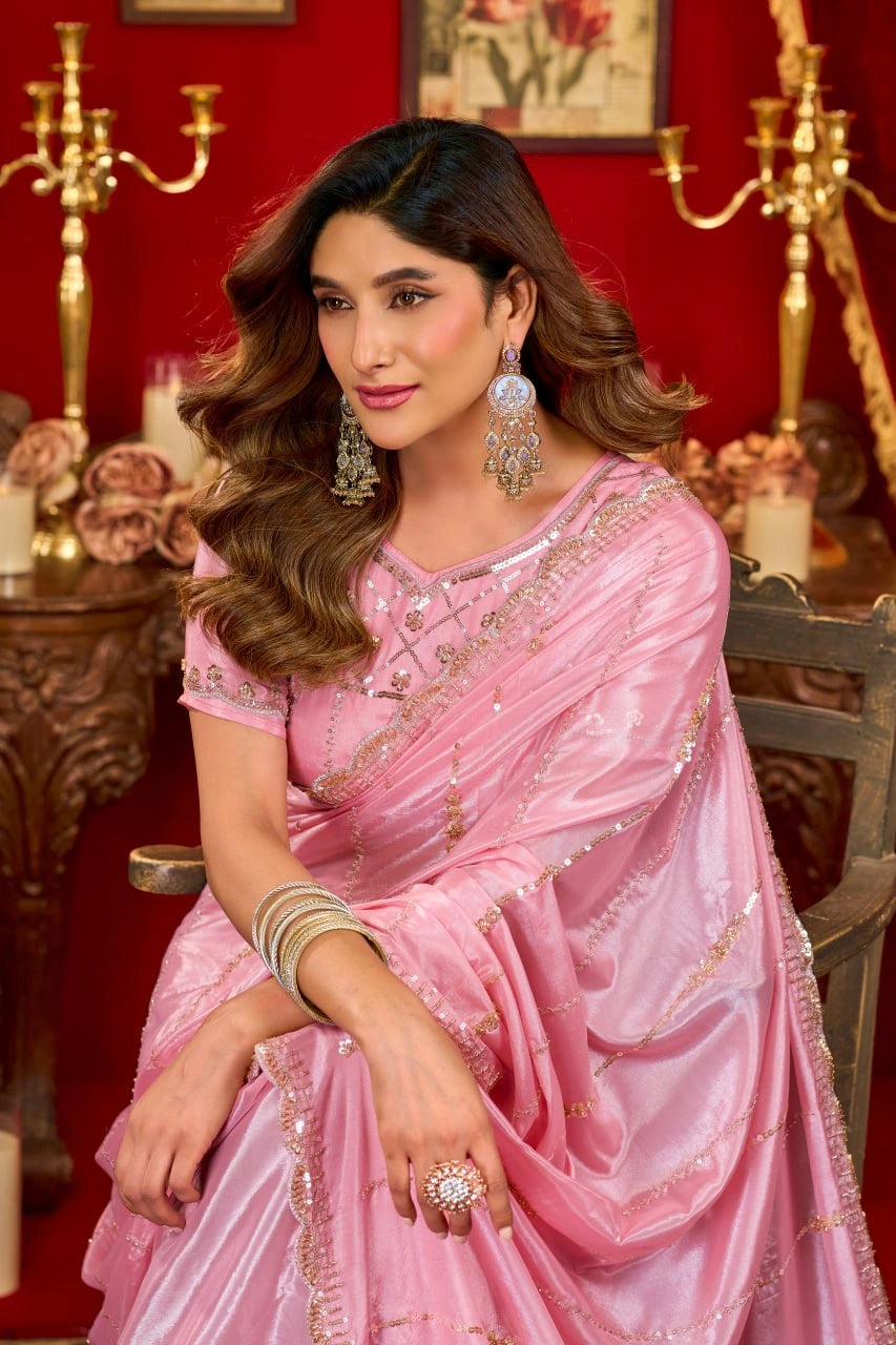 Pink Prada Silk Saree - View 3