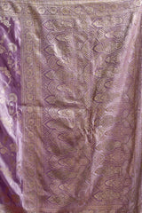 Lavender Jacquard Saree - Flat Lay Zari Border