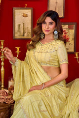 Yellow Prada Silk Saree - View 3