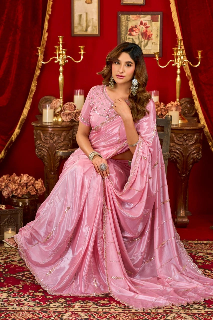 Pink Prada Silk Saree - View 4