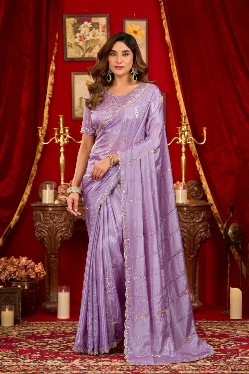 Lavender Prada Silk Saree - View 5