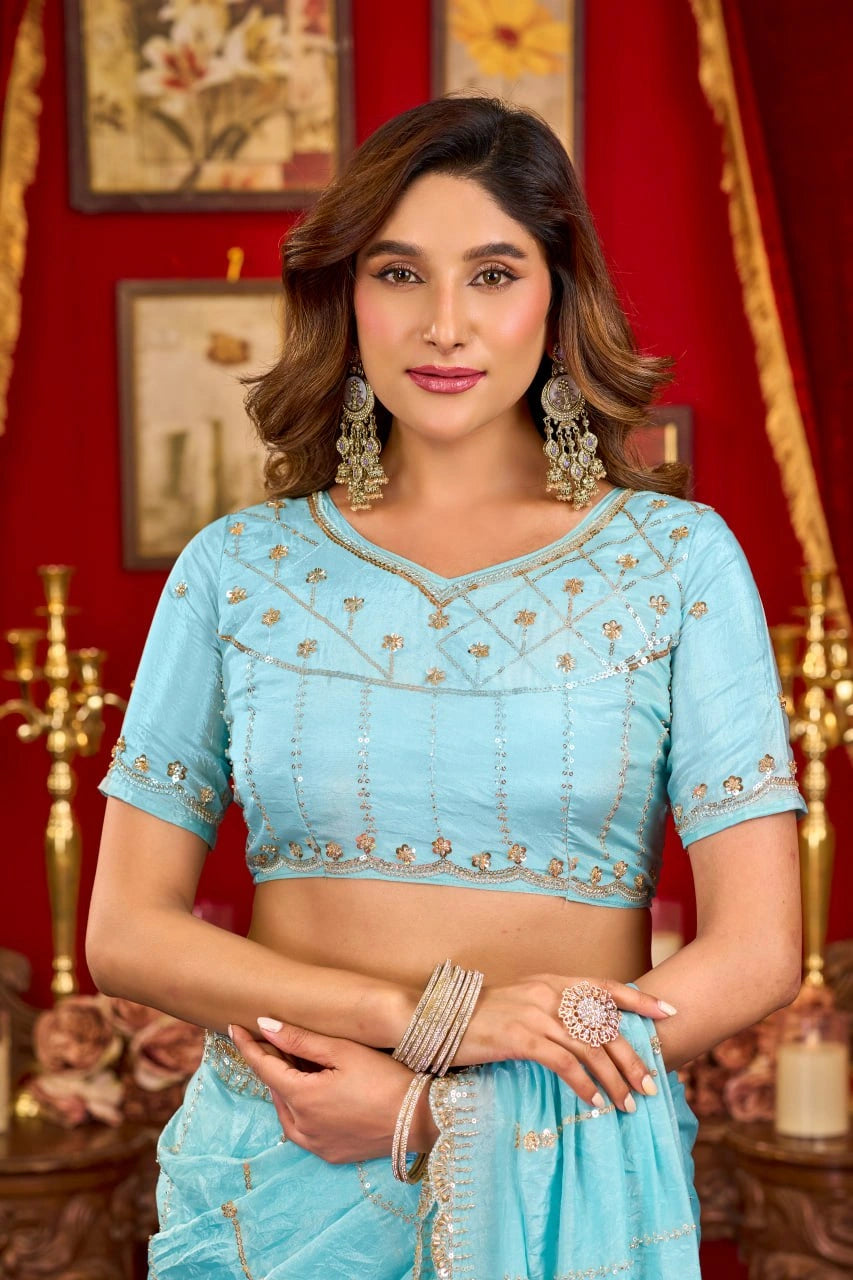 Pink Prada Silk Saree - Blouse Close Up