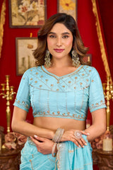 Pink Prada Silk Saree - Blouse Close Up