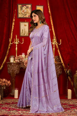 Lavender Prada Silk Saree - View 4
