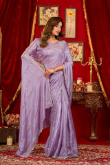 Lavender Prada Silk Saree - View 3