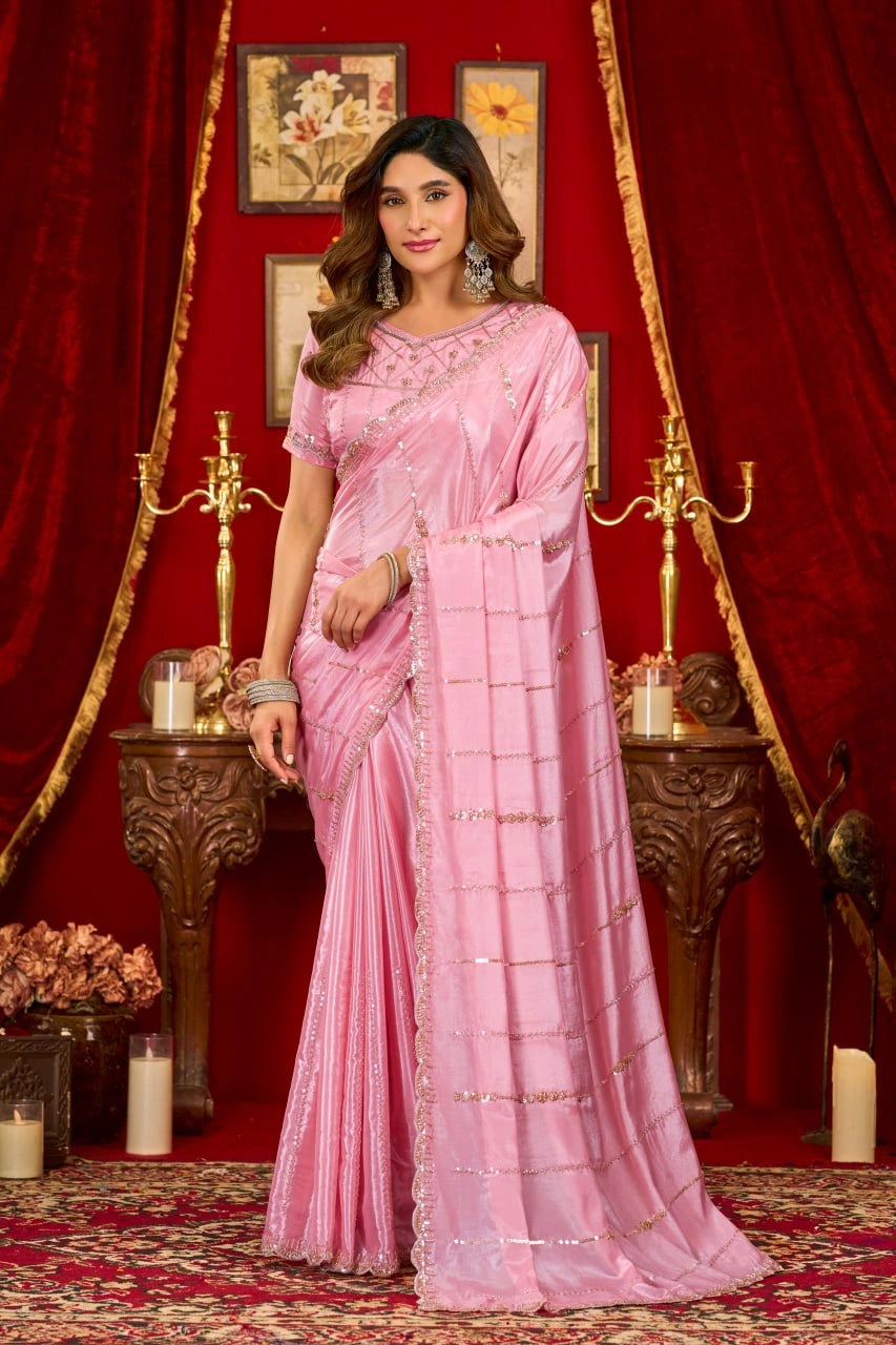 Pink Prada Silk Saree - View 6