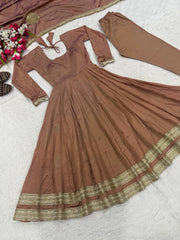 Dusty Rose Anarkali Suit KU321 flat lay