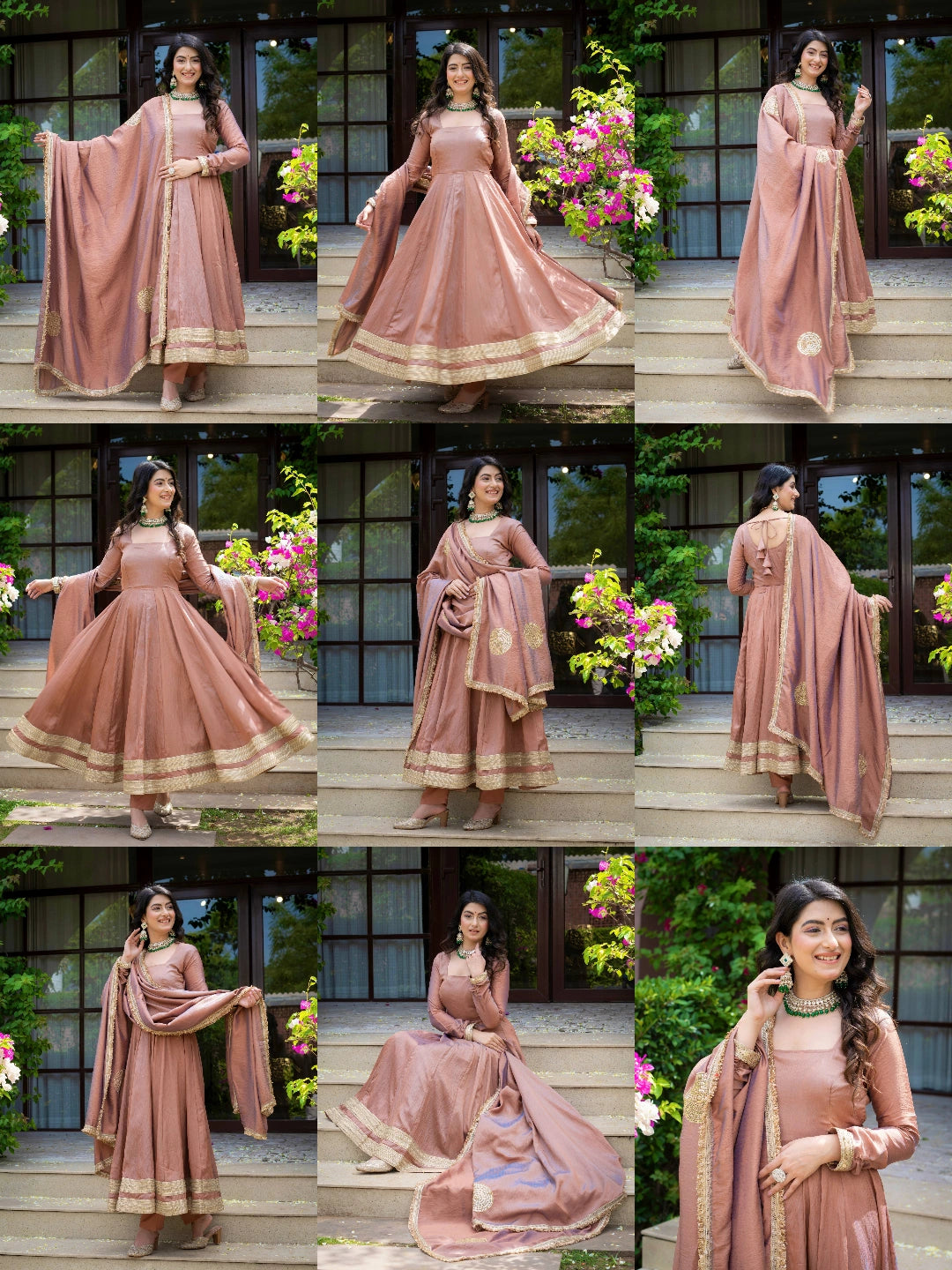Dusty Rose Anarkali Pant Suit KU321 all angles