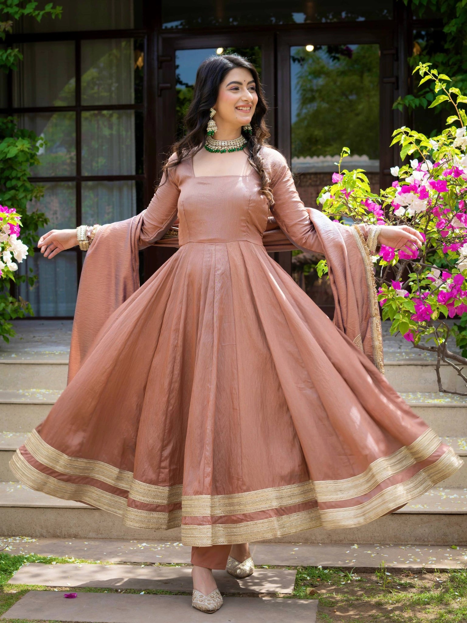 Dusty Rose Anarkali Pant Suit KU321 flare