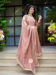Dusty Rose Anarkali Suit KU321 dupatta draped
