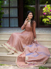 Dusty Rose Anarkali Suit KU321 seated