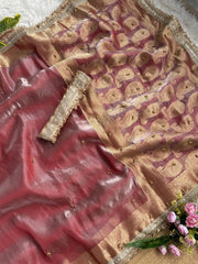 Dusty Rose Banarasi Saree Ghungroo Weaving – Kalyanja KS405