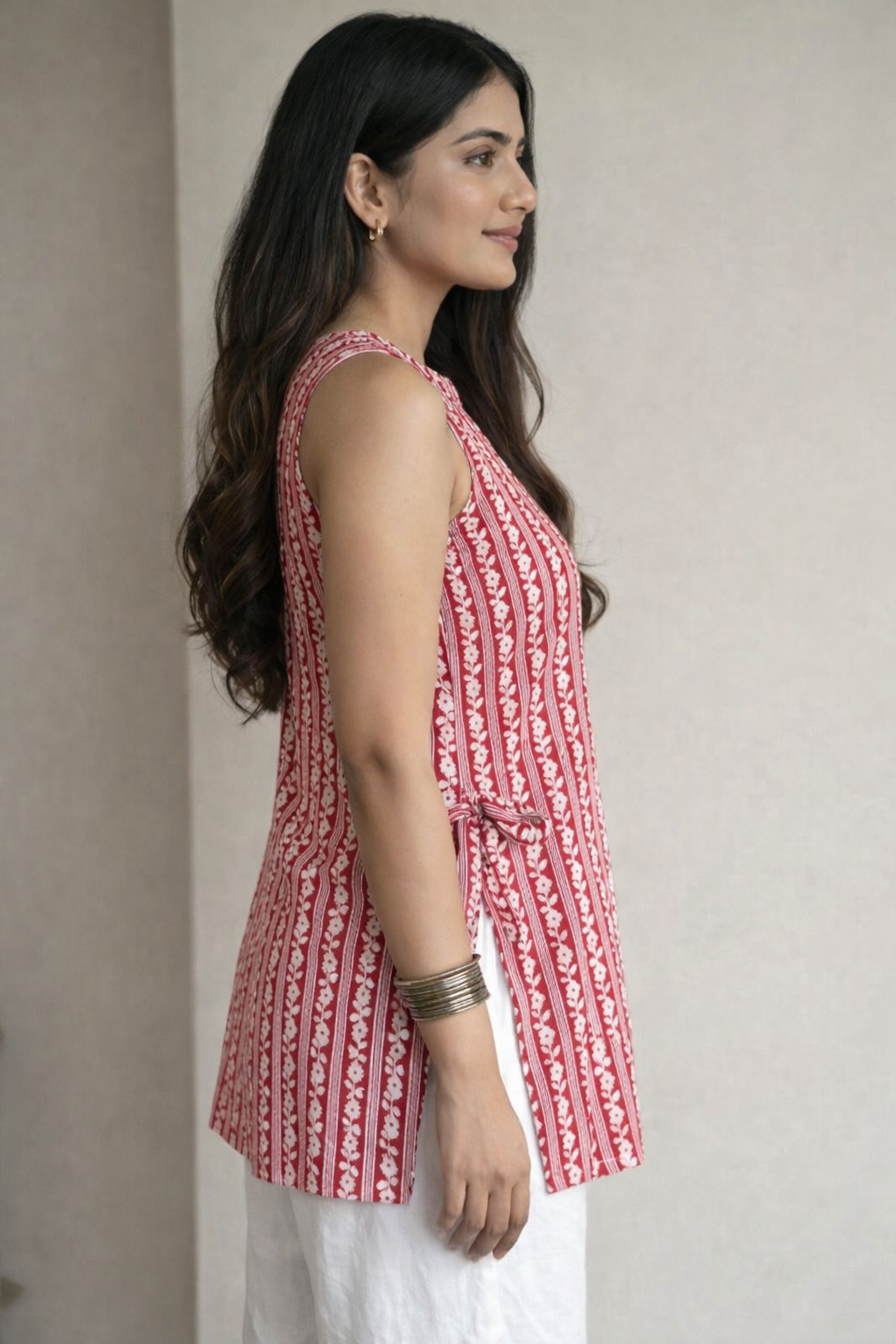 Rani Stripes Halter Neck Short Kurti