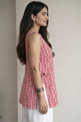 Rani Stripes Halter Neck Short Kurti