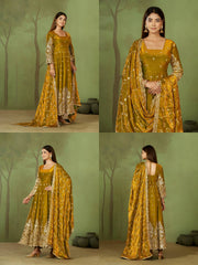 Gold Embroidered Suit complete three piece set flatlay KU267