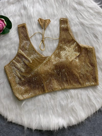 Gold Moti & Pipe Work Silk Blouse