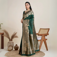 Dark Green Zari Weaving Soft Kanjivaram Silk Saree