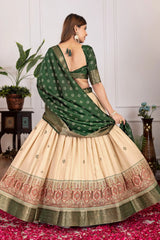 Green Lehenga open dori back choli detail – Kalyanja KL162